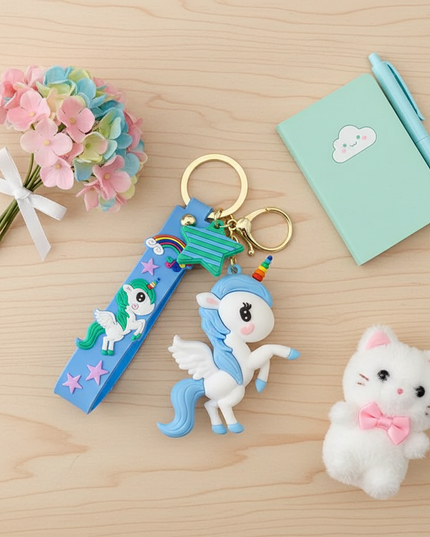 light up unicorn keychain - flat-lay
