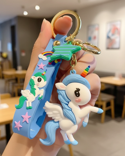 light up unicorn keychain - in-use