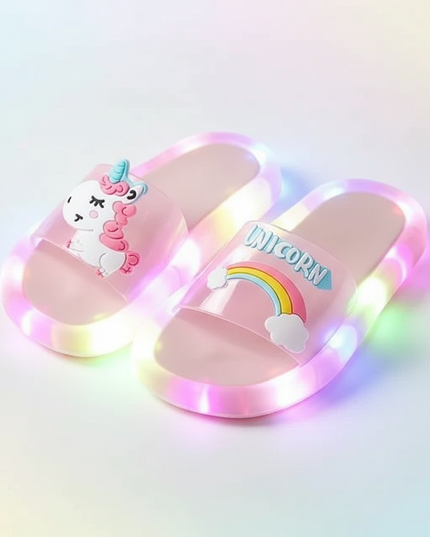 light up unicorn slippers - white-bg