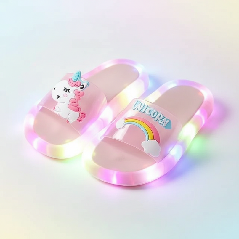light up unicorn slippers - white-bg
