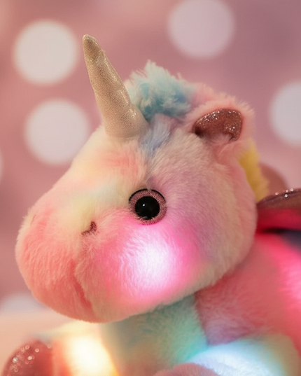light up unicorn stuffed animal - detail