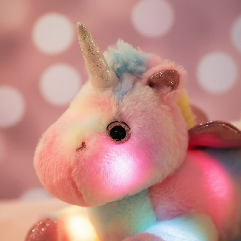 light up unicorn stuffed animal - detail