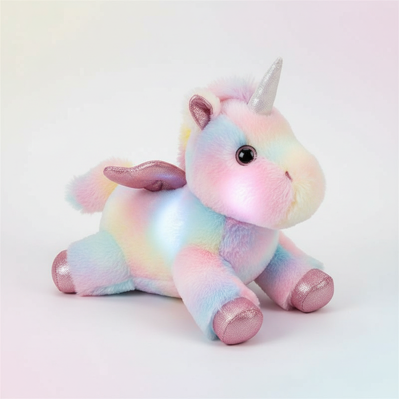 light up unicorn stuffed animal - white-bg