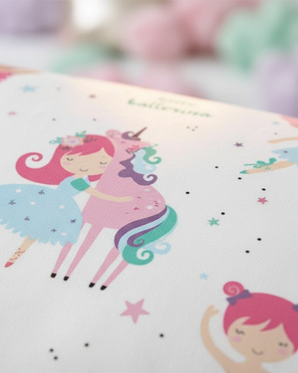 little ballerina allover unicorn bedding - detail