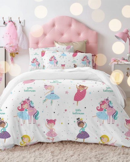 little ballerina allover unicorn bedding - lifestyle