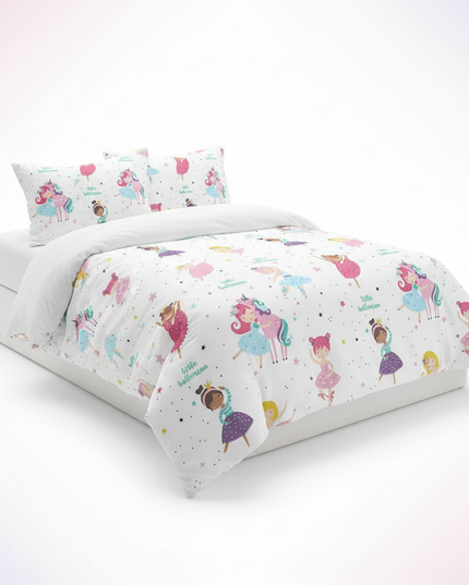 little ballerina allover unicorn bedding - white-bg