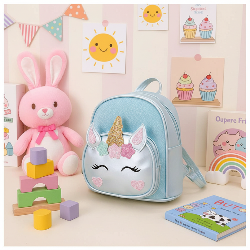 little girl unicorn backpack - lifestyle