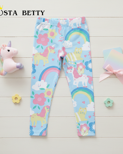 little girl unicorn leggings - flat-lay