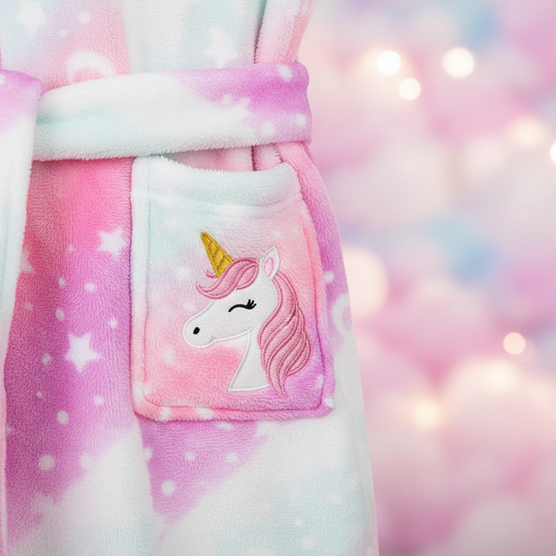 little girl unicorn robe - detail