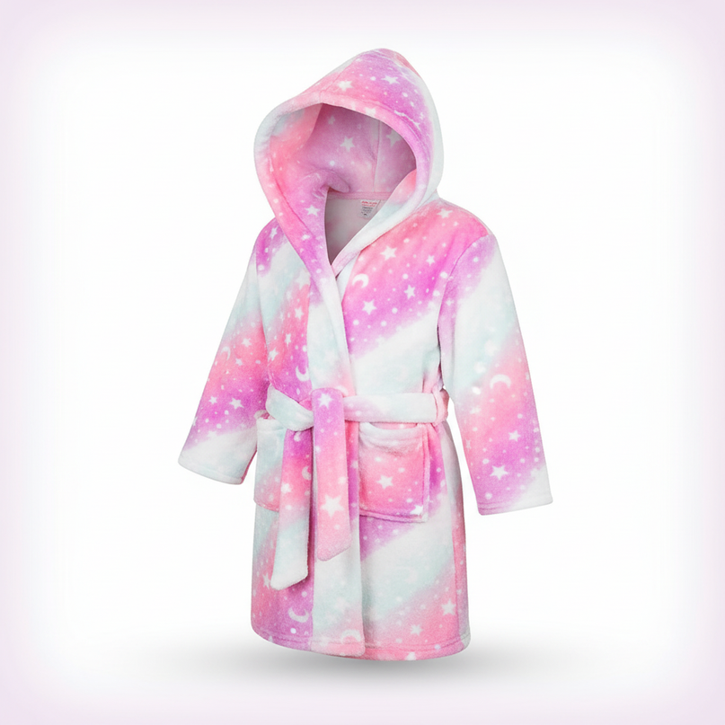little girl unicorn robe - white-bg