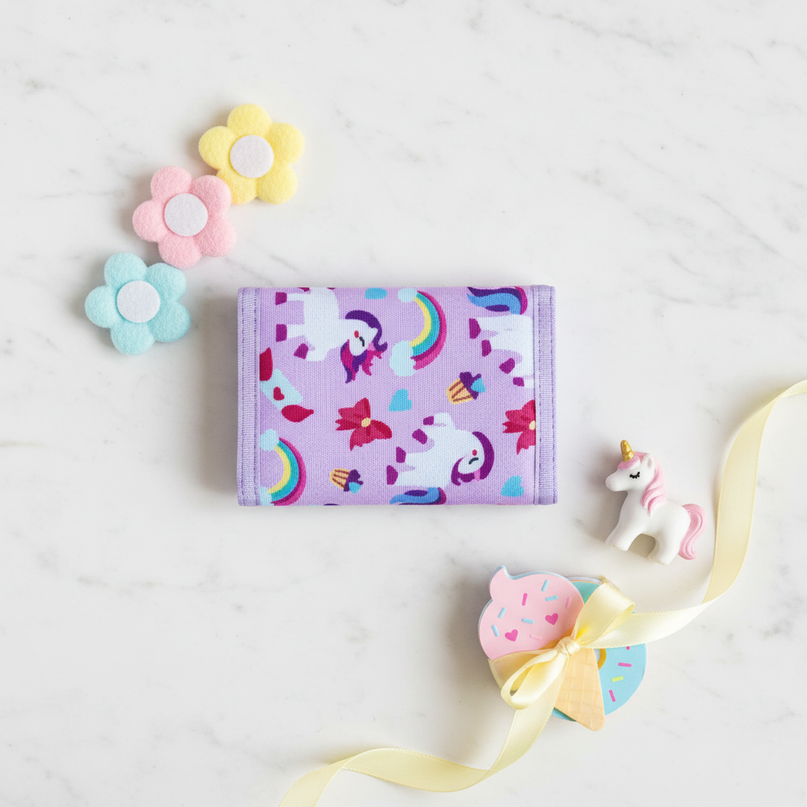 little girl unicorn wallet - flat-lay