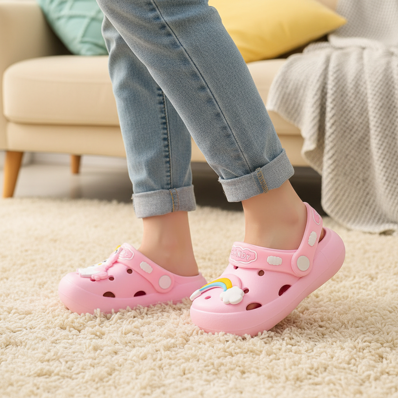 little unicorn slippers - in-use