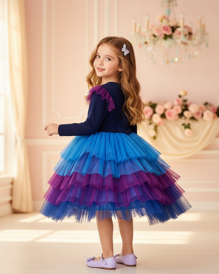 long sleeve unicorn dress girls - back
