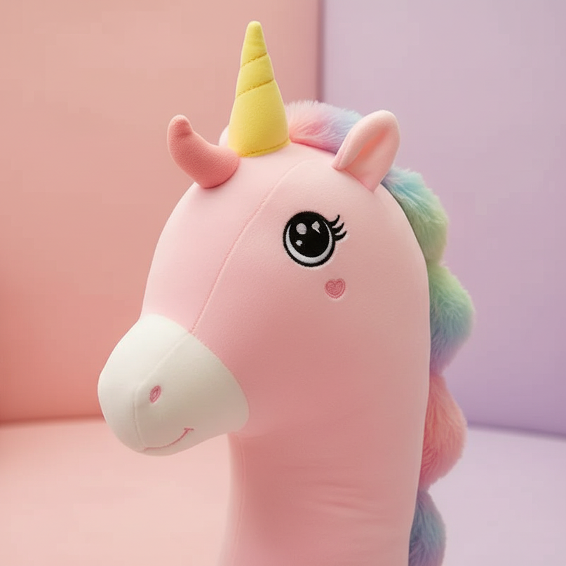 long unicorn plush toy - detail