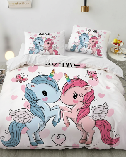 love couple heart unicorn bedding - lifestyle