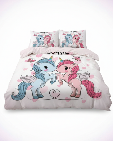 love couple heart unicorn bedding - white-bg