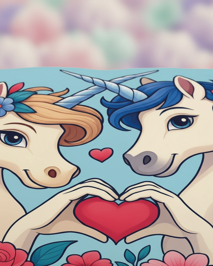 love heart twin unicorn bedding - detail