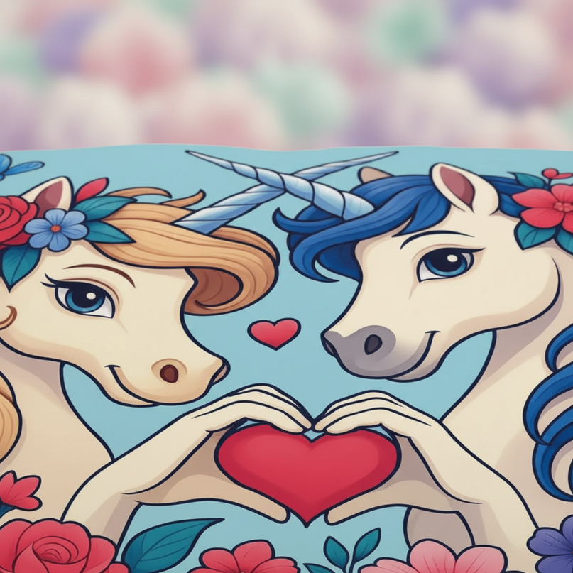 love heart twin unicorn bedding - detail