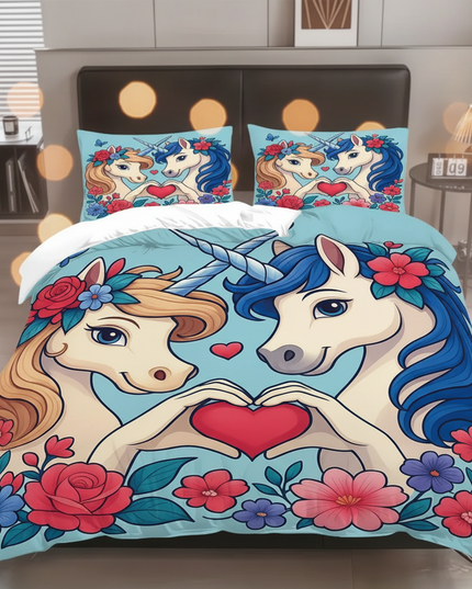 love heart twin unicorn bedding - lifestyle