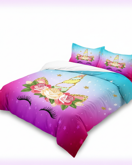 luminous lashes gradient unicorn bedding - white-bg