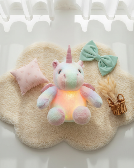 luminous unicorn plush - flat-lay