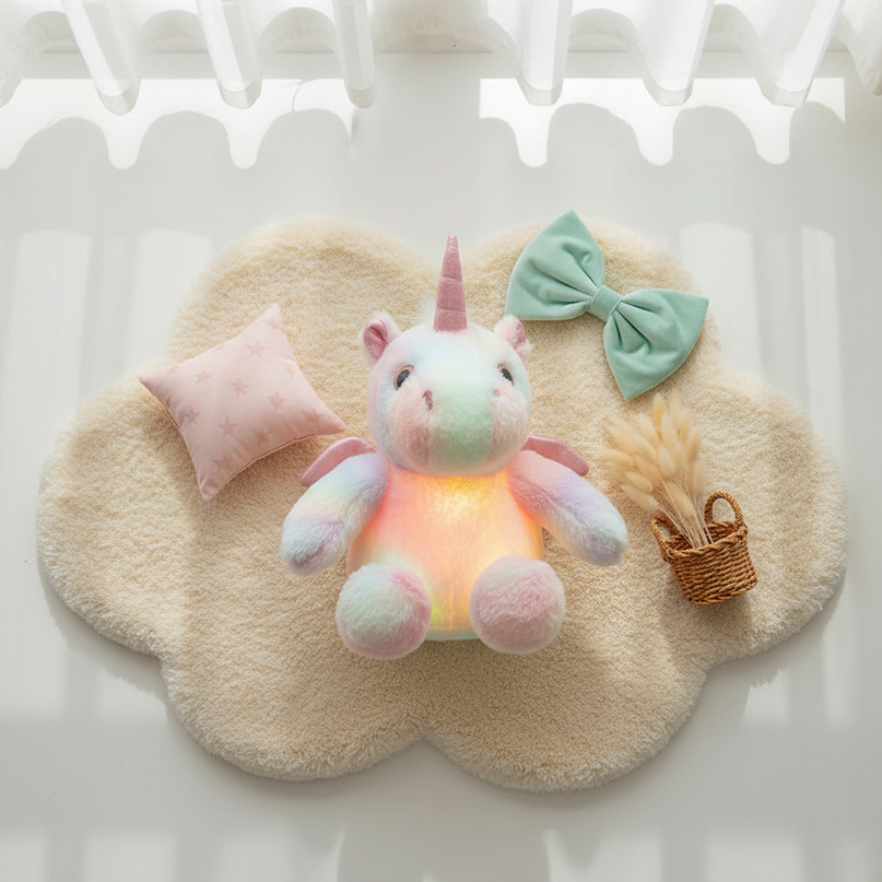 luminous unicorn plush - flat-lay