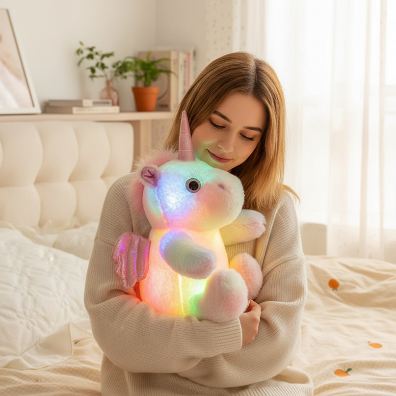 luminous unicorn plush - in-use