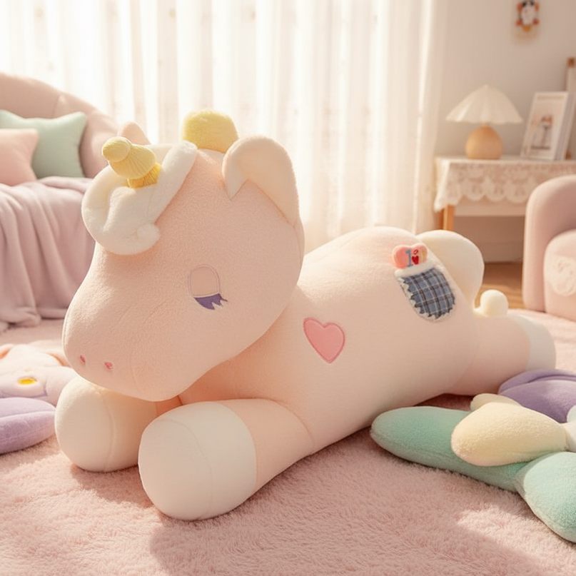 lying unicorn plush toy - lifestyle