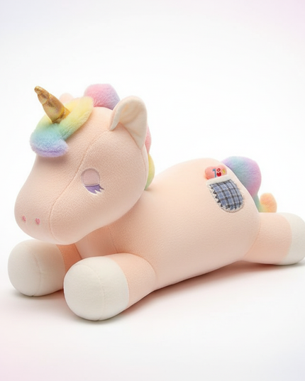 lying unicorn plush toy - white-bg