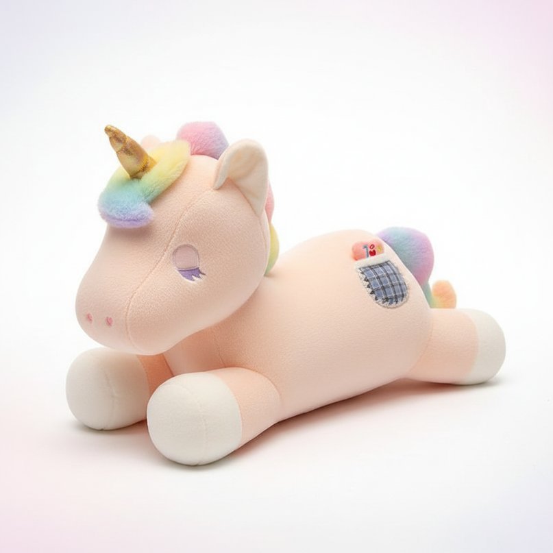 lying unicorn plush toy - white-bg