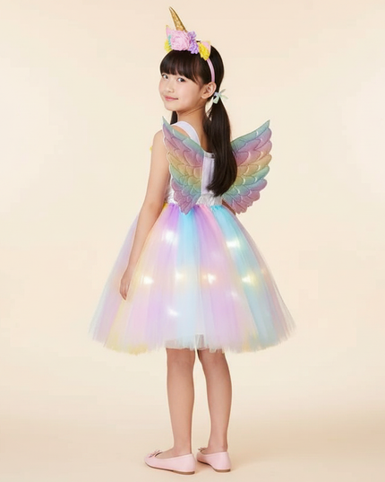 macaron unicorn led tutu dress set - back