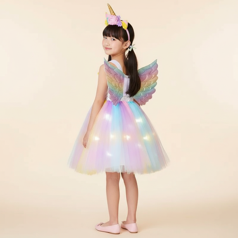 macaron unicorn led tutu dress set - back