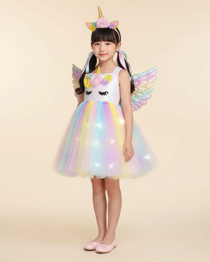 macaron unicorn led tutu dress set - detail