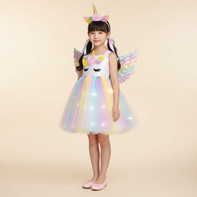 macaron unicorn led tutu dress set - detail