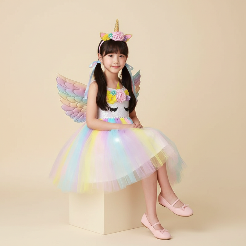 macaron unicorn led tutu dress set - sitting
