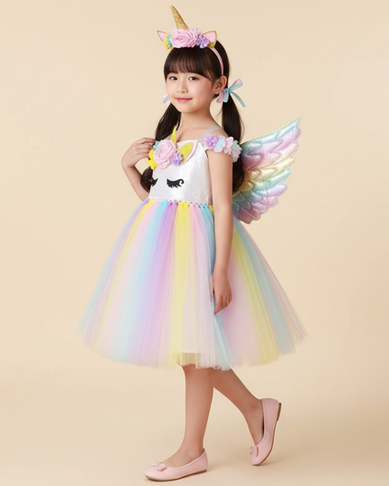 macaron unicorn led tutu dress set - three-quarter