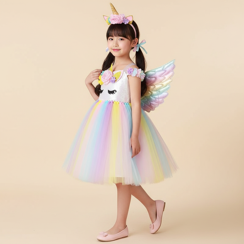 macaron unicorn led tutu dress set - three-quarter