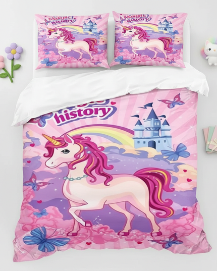 magic castle unicorn bedding - flat-lay