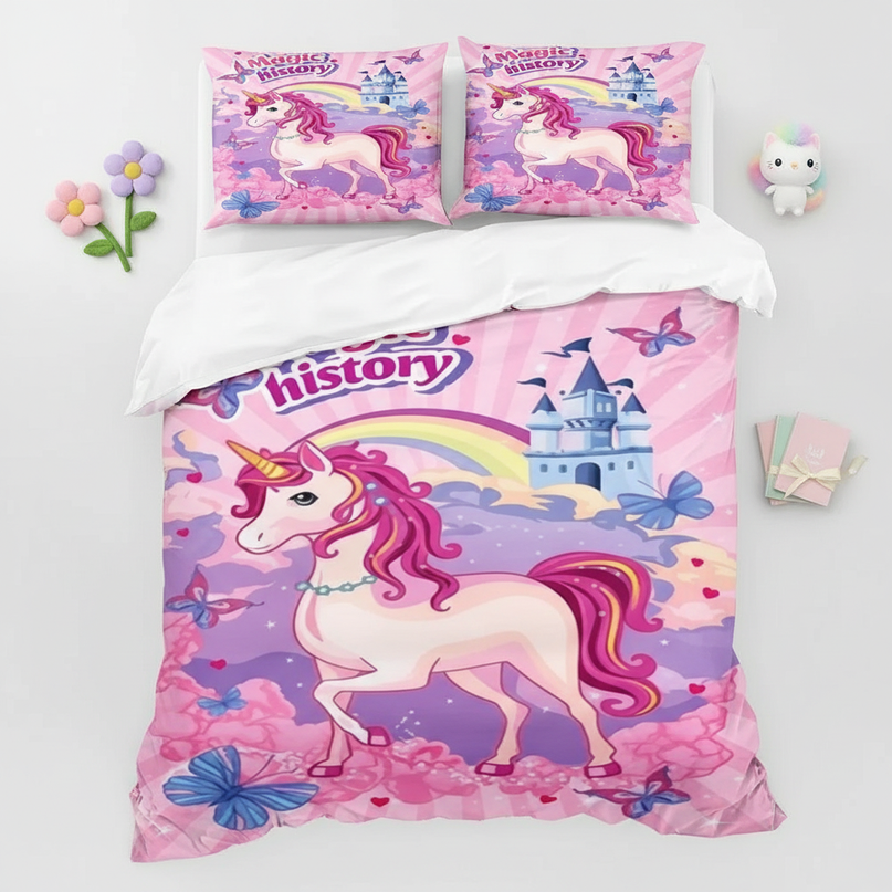 magic castle unicorn bedding - flat-lay