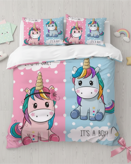 magic doodle allover unicorn bedding - flat-lay