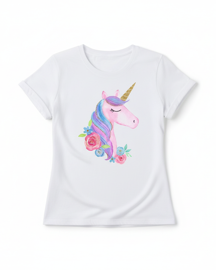 magic floral unicorn shirt - white-bg