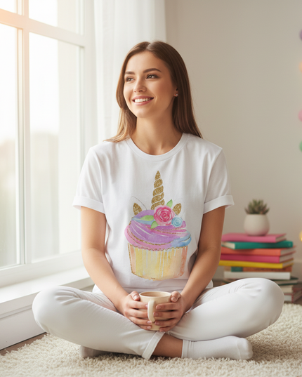 magic letter unicorn shirt - in-use