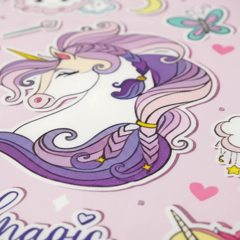 magic unicorn doodle bedding - detail