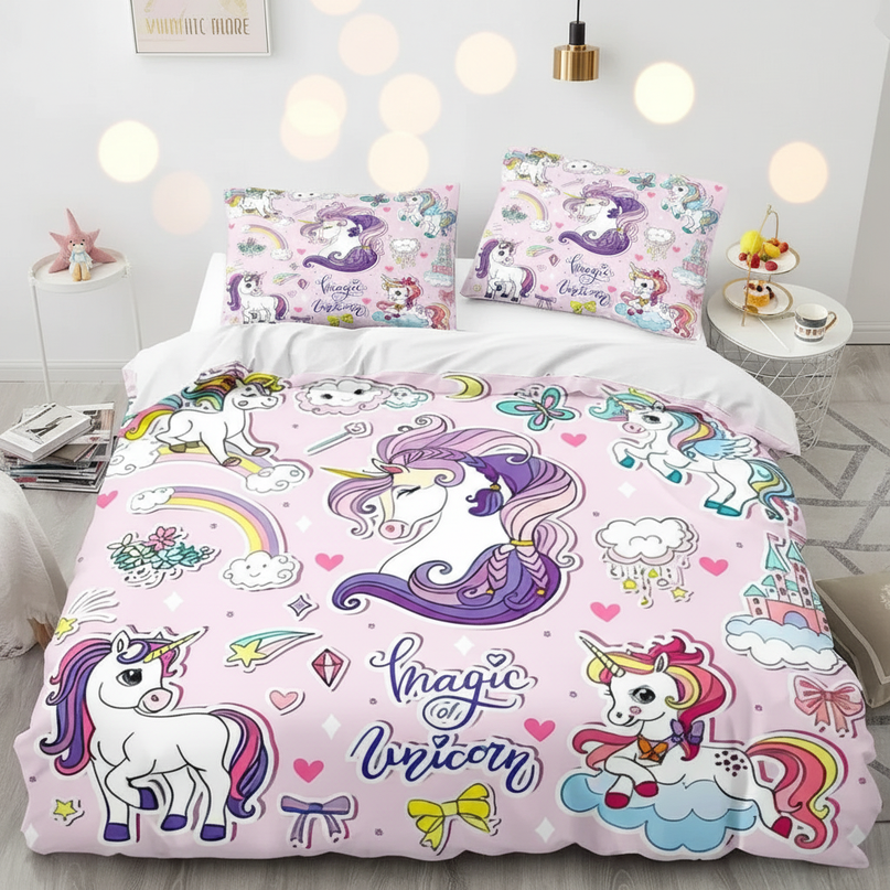 magic unicorn doodle bedding - lifestyle