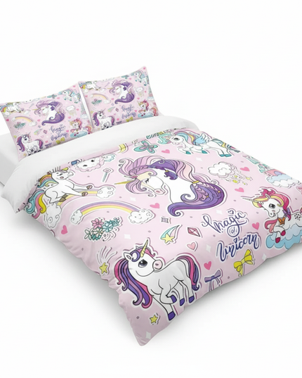 magic unicorn doodle bedding - white-bg
