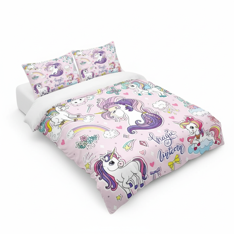 magic unicorn doodle bedding - white-bg