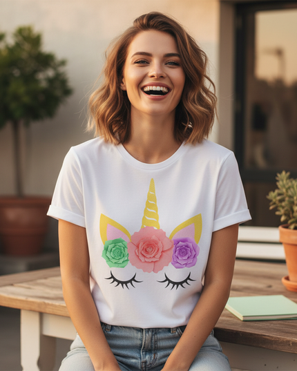 magic unicorn shirt women - in-use