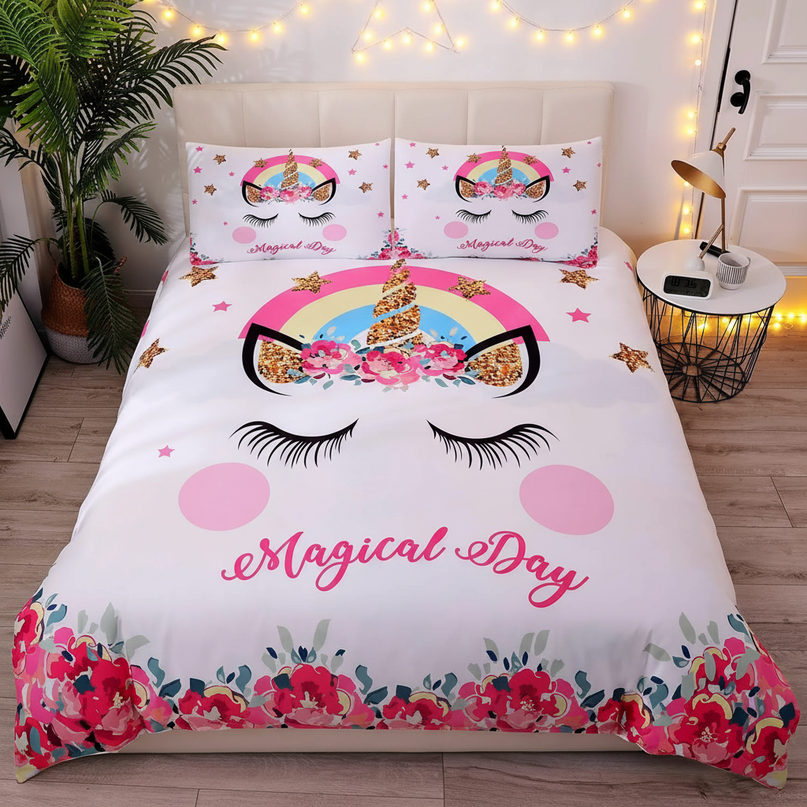 magical day floral unicorn bedding - lifestyle