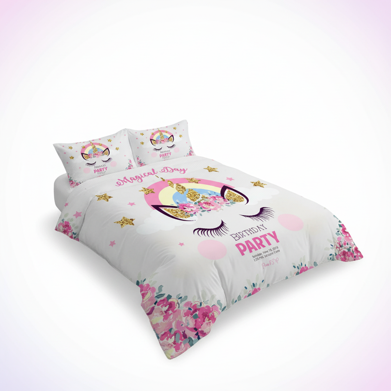 magical party unicorn bedding - white-bg