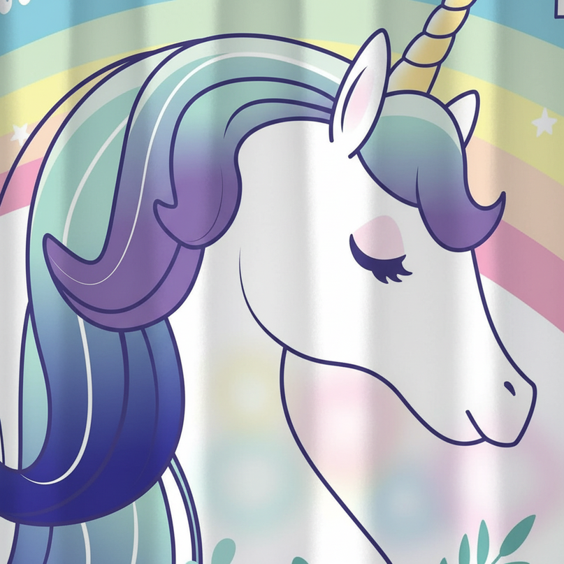 magical unicorn curtains - detail